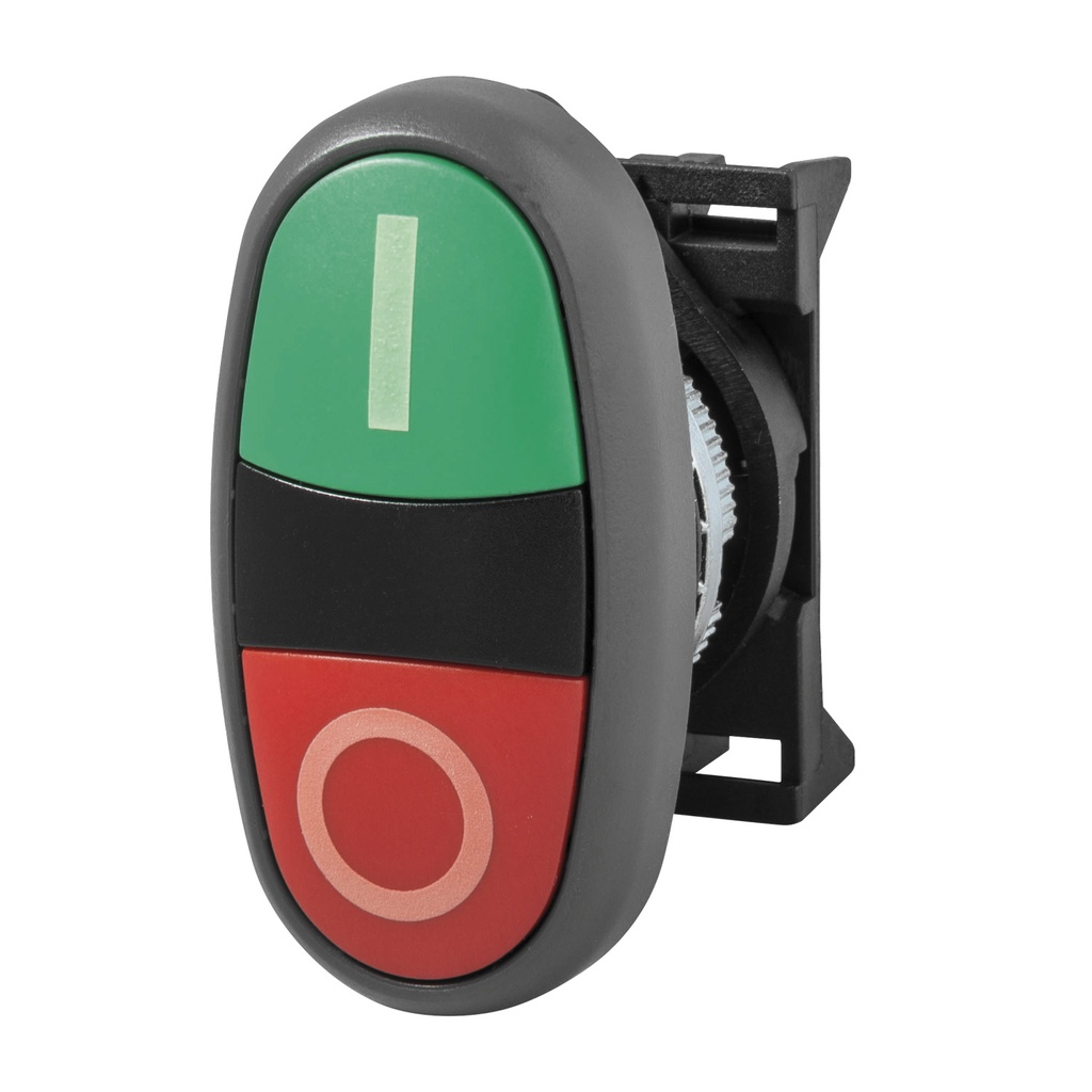 Dual Multi Function Push Button, 22mm On And Off, Extended Green And